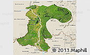Satellite 3D Map of Champassack, shaded relief outside