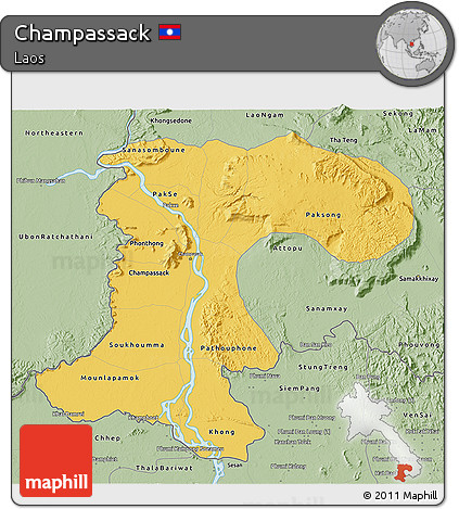 Savanna Style 3D Map of Champassack