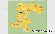 Savanna Style 3D Map of Champassack, single color outside