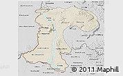 Shaded Relief 3D Map of Champassack, desaturated