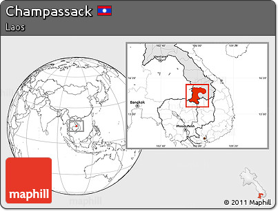 Blank Location Map of Champassack, highlighted country