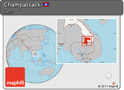 Gray Location Map of Champassack, highlighted country