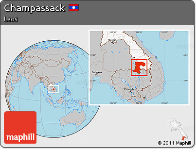 Gray Location Map of Champassack, highlighted country