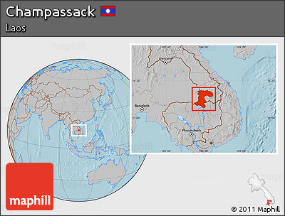 Gray Location Map of Champassack, hill shading