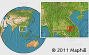 Satellite Location Map of Champassack, within the entire country