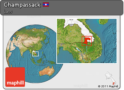 Satellite Location Map of Champassack, highlighted country