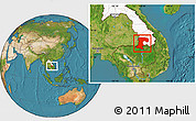 Satellite Location Map of Champassack, highlighted country