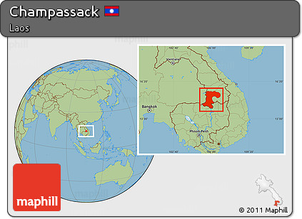 Savanna Style Location Map of Champassack
