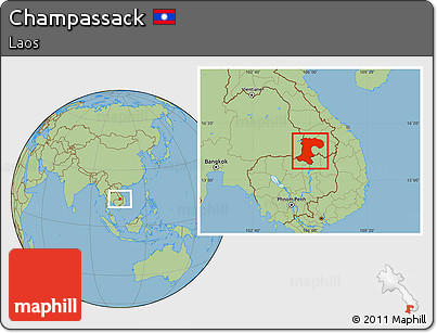 Savanna Style Location Map of Champassack