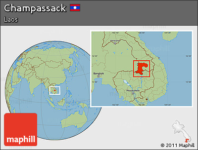 Savanna Style Location Map of Champassack