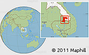 Savanna Style Location Map of Champassack, highlighted country