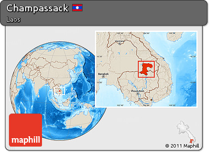 Shaded Relief Location Map of Champassack