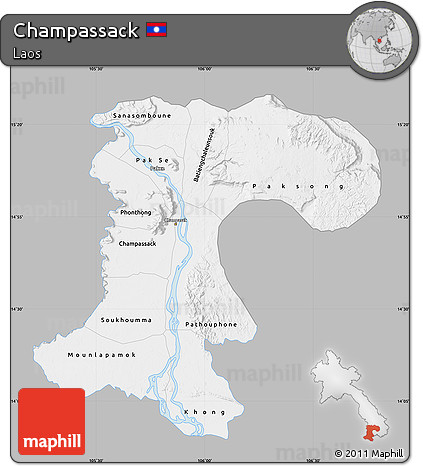 Gray Map of Champassack, single color outside