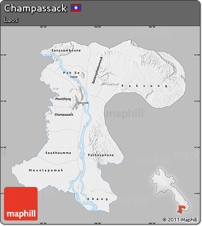 Gray Map of Champassack, single color outside