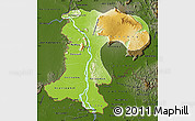 Physical Map of Champassack, darken