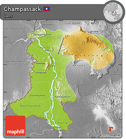 Physical Map of Champassack, desaturated