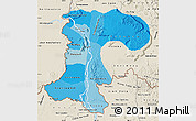 Political Shades Map of Champassack, shaded relief outside