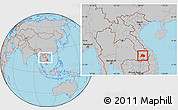 Gray Location Map of Paksong, within the entire country