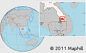 Gray Location Map of Paksong, highlighted country, highlighted parent region