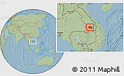 Savanna Style Location Map of Paksong, hill shading