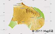 Physical Map of Paksong, cropped outside