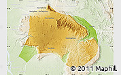 Physical Map of Paksong, lighten