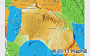 Physical Map of Paksong, political outside