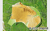 Physical Map of Paksong, satellite outside