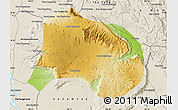 Physical Map of Paksong, shaded relief outside