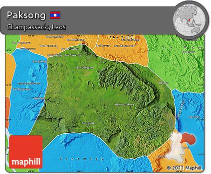 Satellite Map of Paksong, political outside