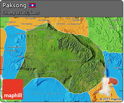 Satellite Map of Paksong, political outside