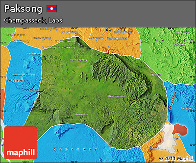 Satellite Map of Paksong, political outside