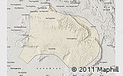 Shaded Relief Map of Paksong, semi-desaturated