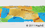 Physical Panoramic Map of Paksong, political outside