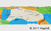 Shaded Relief Panoramic Map of Paksong, political outside