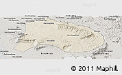 Shaded Relief Panoramic Map of Paksong, semi-desaturated