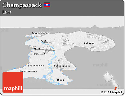 Gray Panoramic Map of Champassack, single color outside