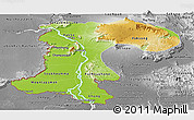 Physical Panoramic Map of Champassack, desaturated