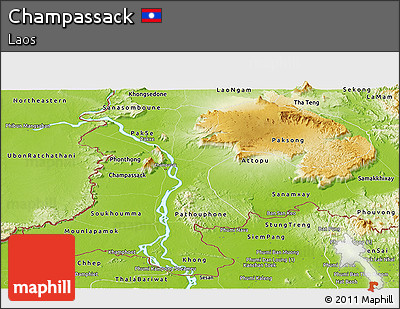 Physical Panoramic Map of Champassack