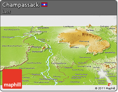 Physical Panoramic Map of Champassack