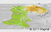 Physical Panoramic Map of Champassack, lighten, desaturated