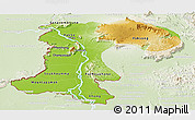 Physical Panoramic Map of Champassack, lighten