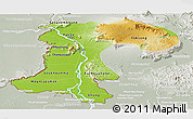 Physical Panoramic Map of Champassack, lighten, semi-desaturated