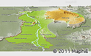 Physical Panoramic Map of Champassack, semi-desaturated