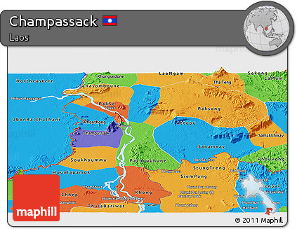 Political Panoramic Map of Champassack