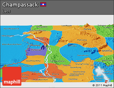 Political Panoramic Map of Champassack