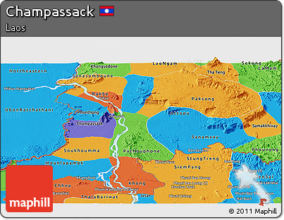 Political Panoramic Map of Champassack