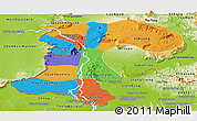 Political Panoramic Map of Champassack, physical outside