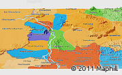 Political Panoramic Map of Champassack, political shades outside