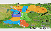 Political Panoramic Map of Champassack, satellite outside